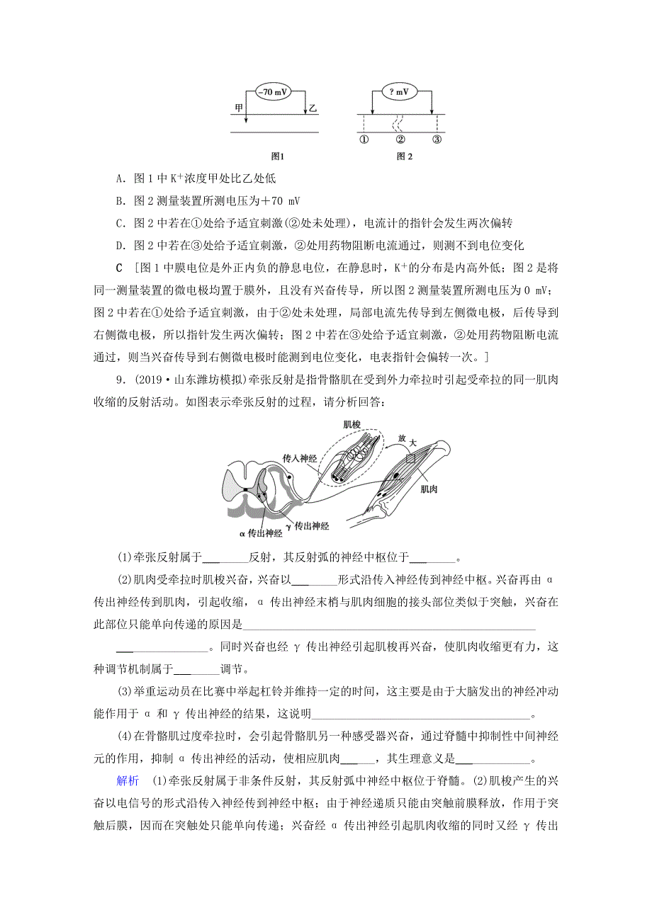 （山东专用）2021高考生物一轮复习 课时作业23 通过神经系统的调节（含解析）.doc_第3页