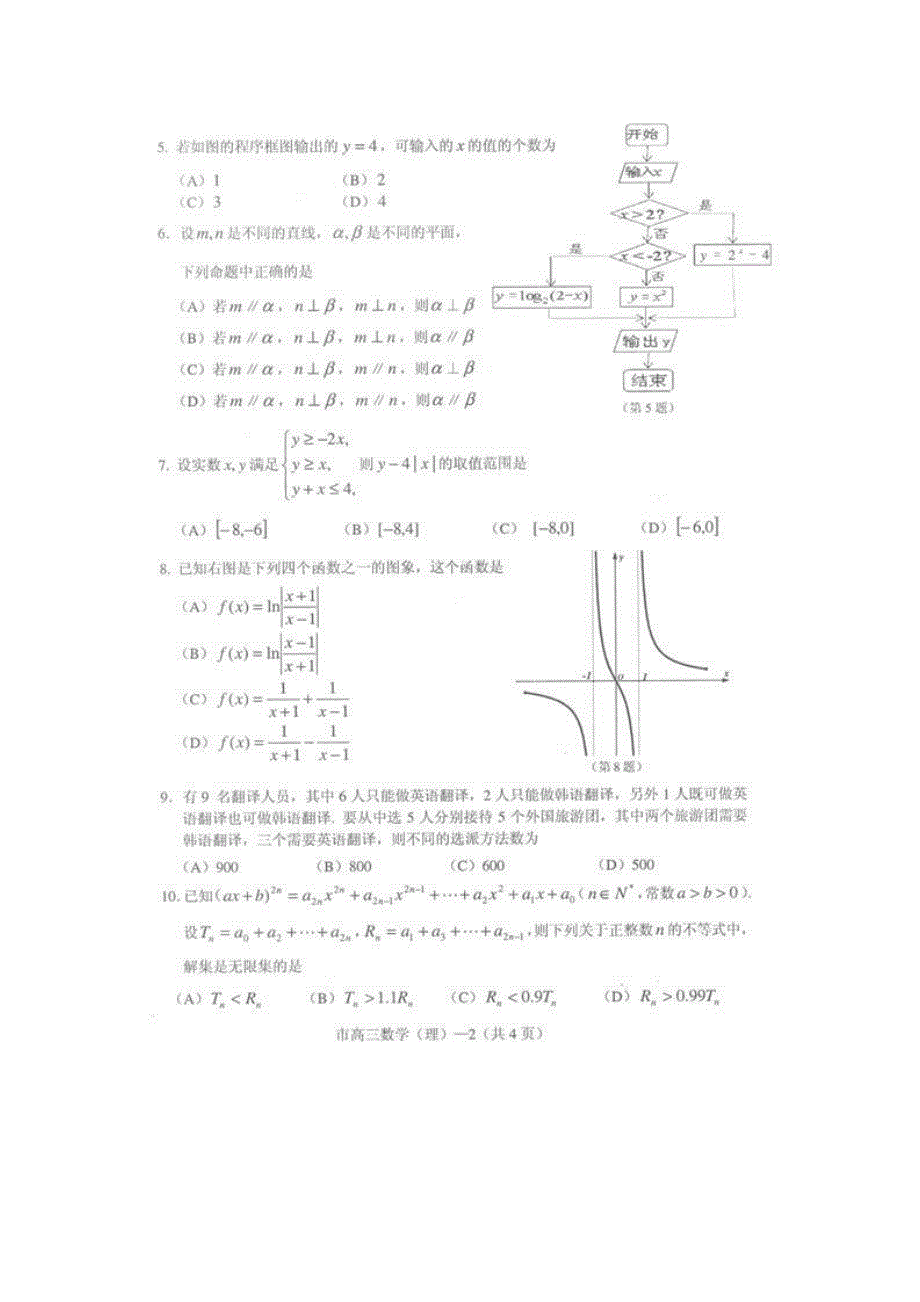 浙江省天台县育青中学2012届高三上学期期末质量评估数学（理）试题（扫描版）.doc_第2页