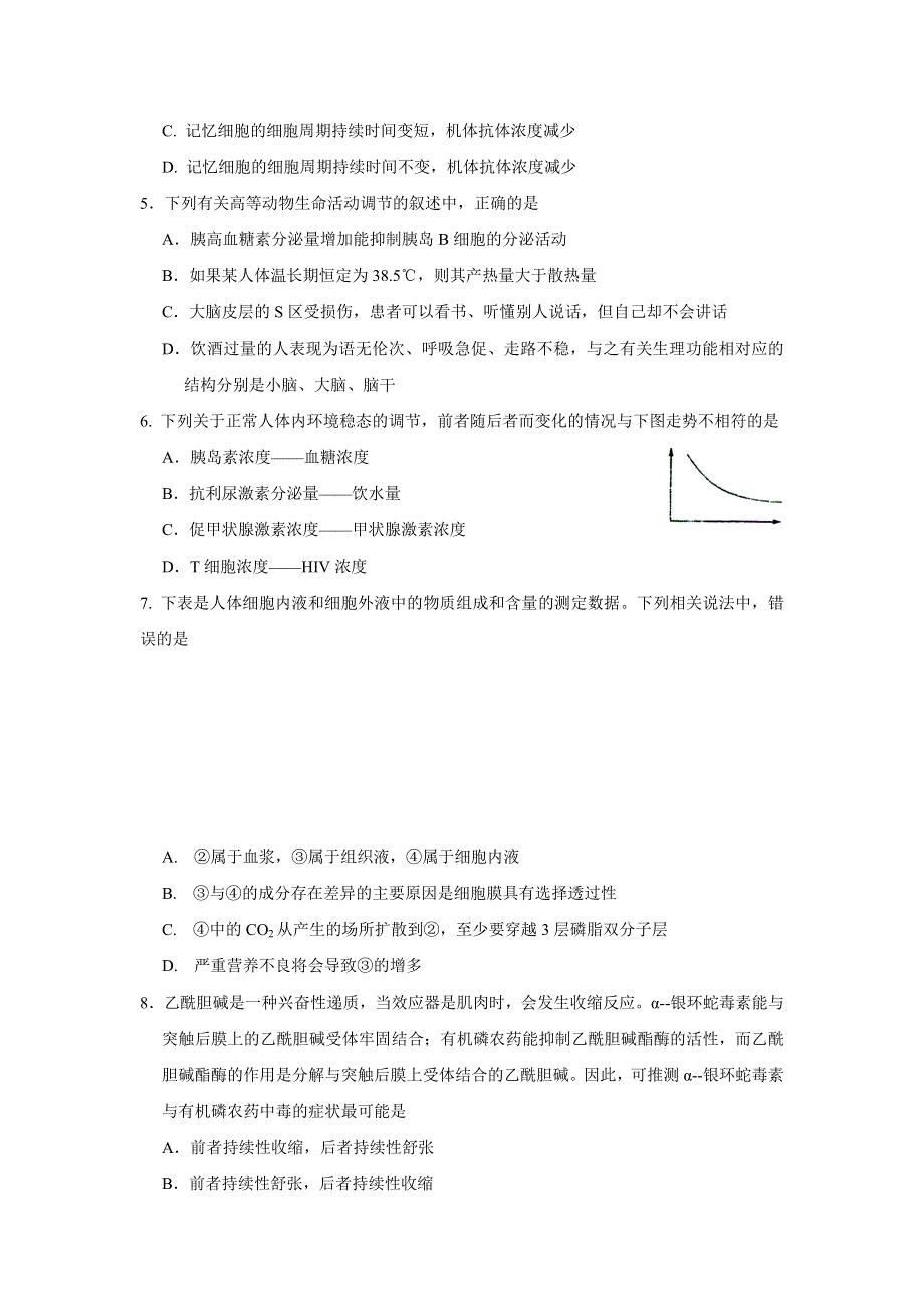 湖北省松滋市11-12学年高二上学期期末考试生物试题.doc_第2页