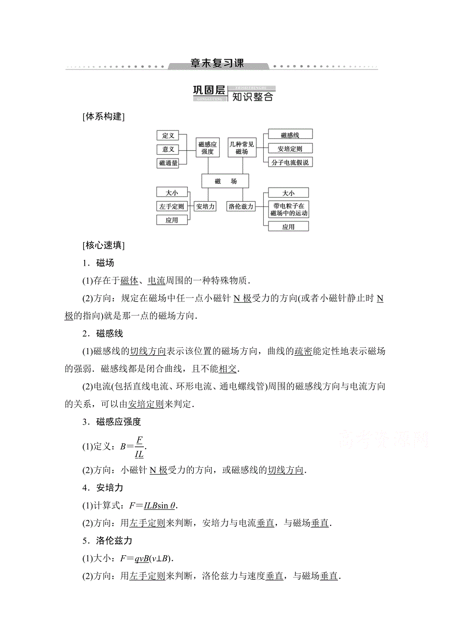 2019-2020学年高中物理新同步粤教版选修3-1学案：第3章 章末复习课 WORD版含解析.doc_第1页