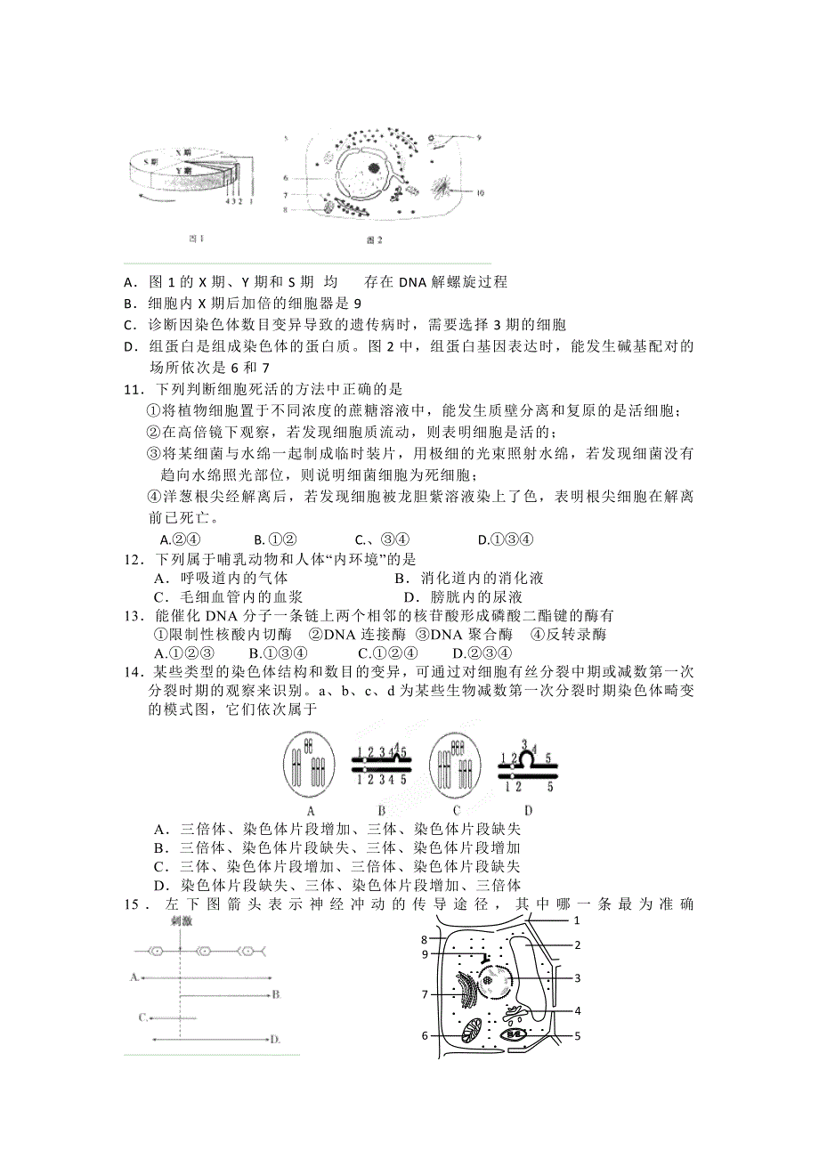 浙江省宁波四中2013届高三上学期期中生物试题.doc_第3页