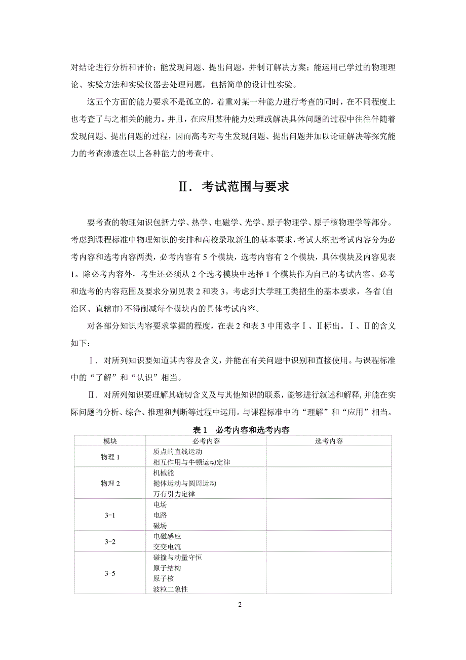 2017年普通高等学校招生全国统一考试大纲-物理 PDF版.pdf_第2页