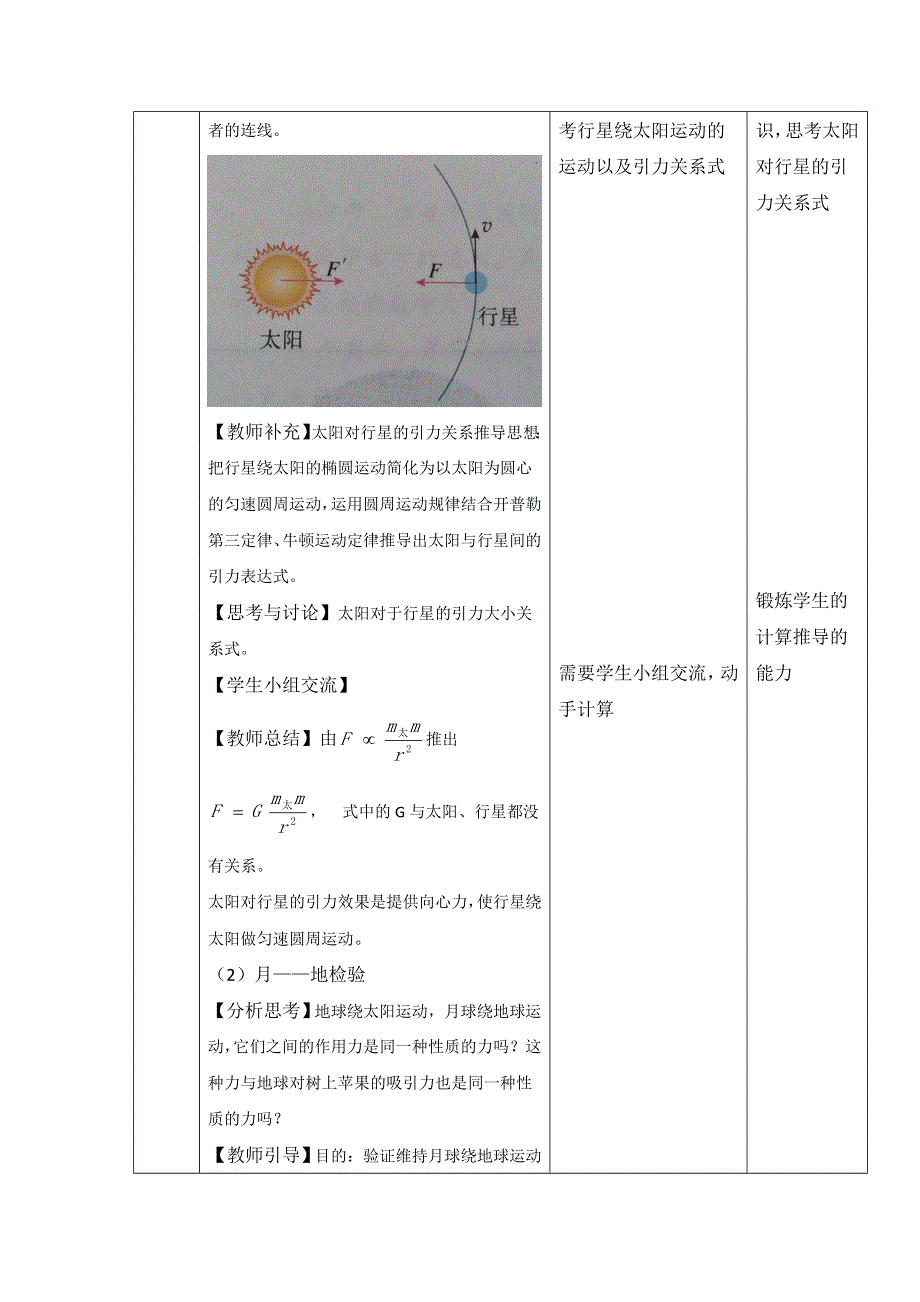 2019-2020学年高中物理人教版（2019）必修第二册教案：第七章 第二节 万有引力定律 WORD版含解析.doc_第3页