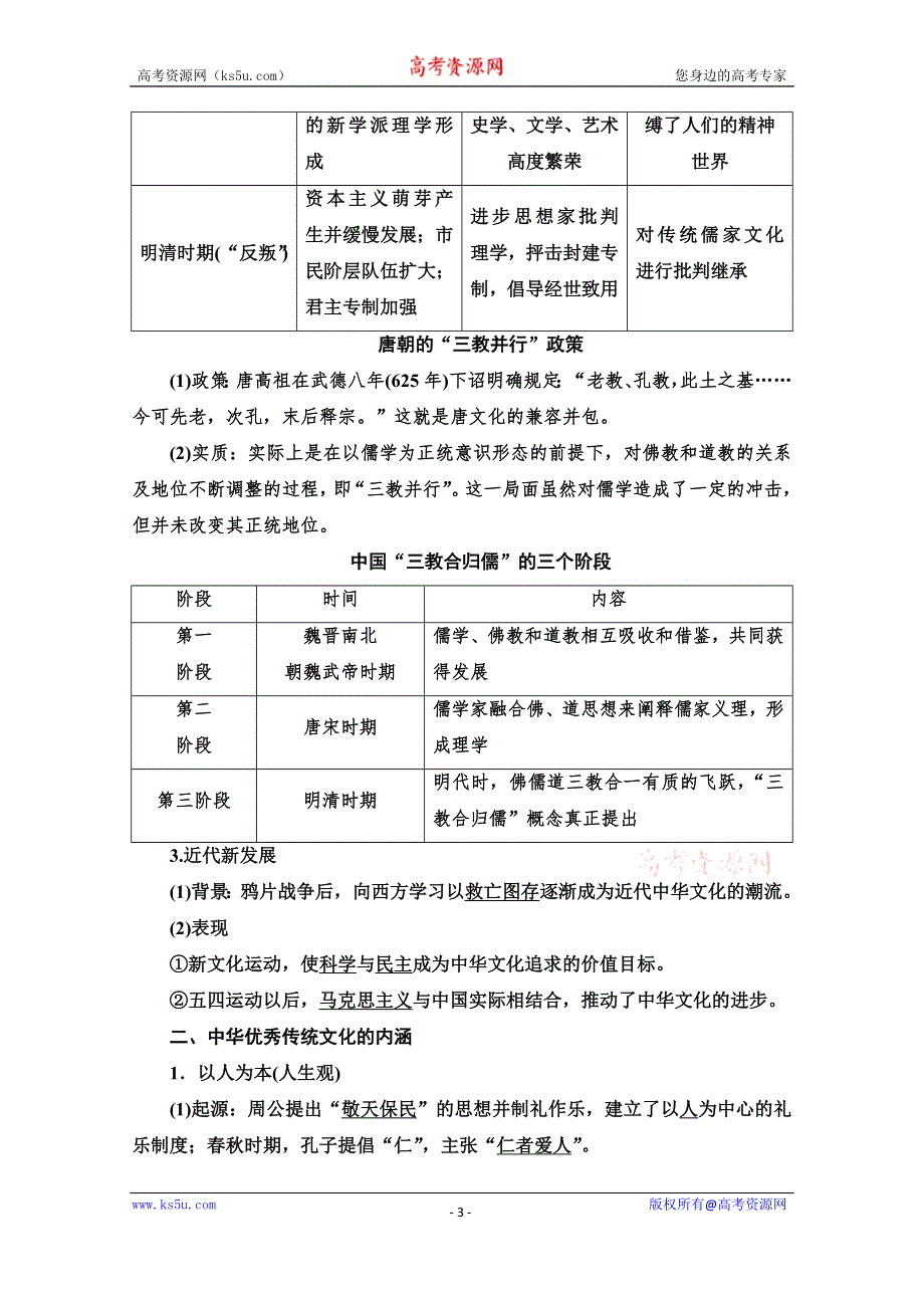 《新教材》2022版高考历史人教版一轮复习学案：选择性必修 第16单元 第47课　源远流长的中华文化 WORD版含答案.doc_第3页