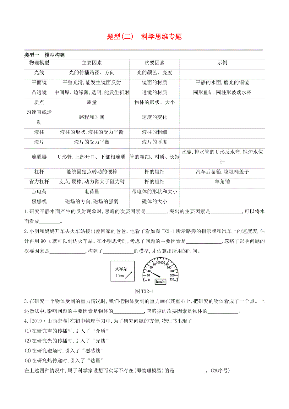 （山西专版）2020中考物理复习方案 题型02 科学思维专题试题.docx_第1页