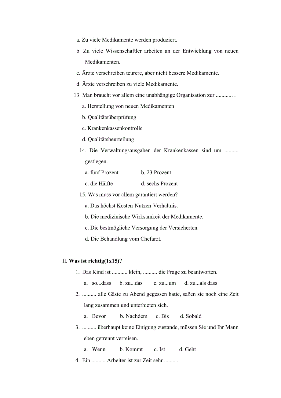 湖北省武汉外国语学校2018-2019学年高二下学期期中考试德语试题 WORD版缺答案.doc_第3页