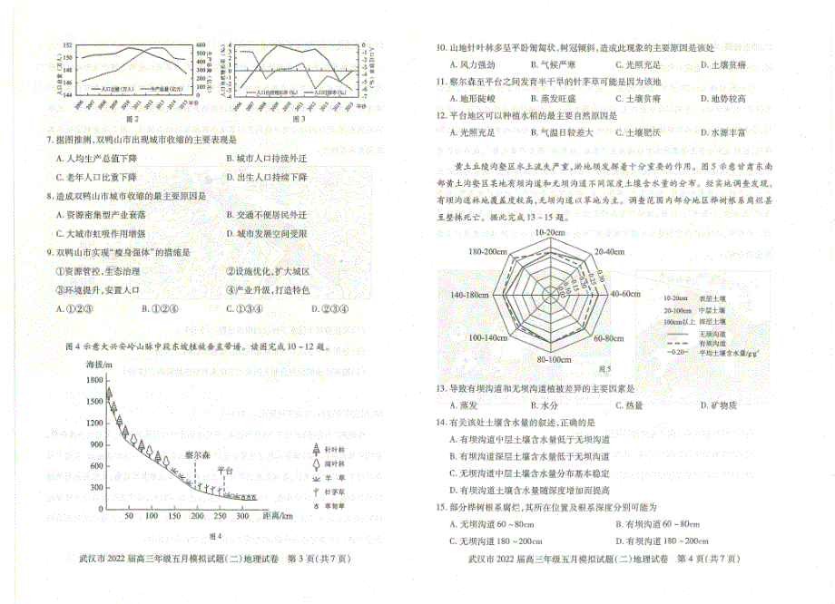 湖北省武汉市2022届高三年级五月模拟试题（二）地理试题（PDF版 含答案）.pdf_第2页
