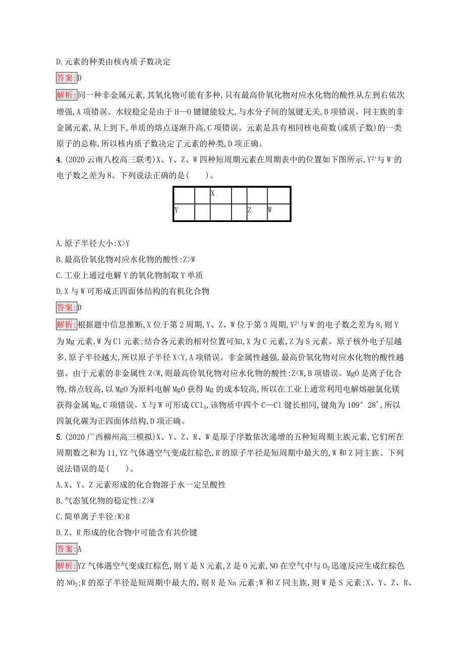 （广西专用）2022年高考化学一轮复习 专题质检卷6 微观结构与物质的多样性（含解析）苏教版.docx_第2页