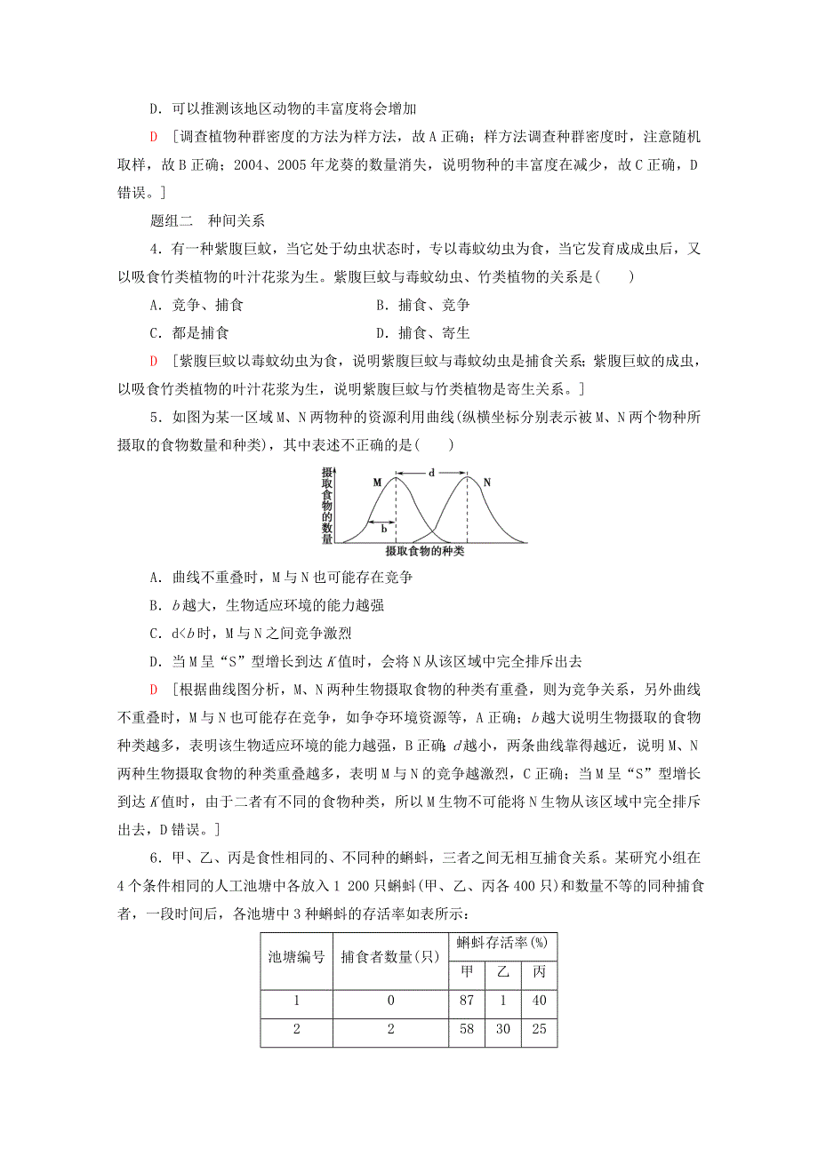 2021-2022学年高中生物 第三章 生物群落的演替 第2节 生物群落的构成作业（含解析）苏教版必修3.doc_第2页