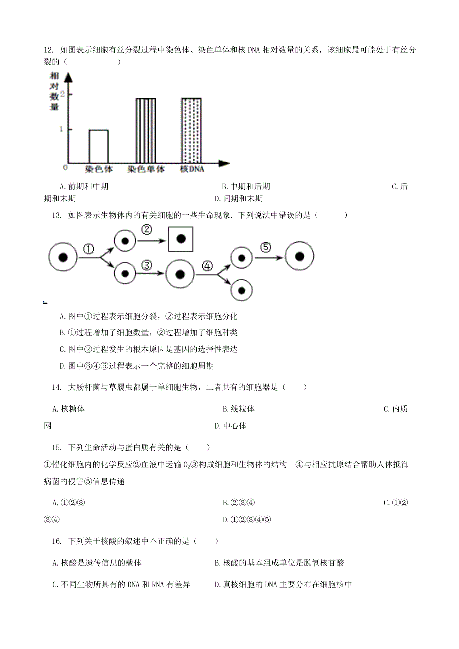 甘肃省武威八中2019-2020学年高一生物下学期期末考试试题.doc_第3页