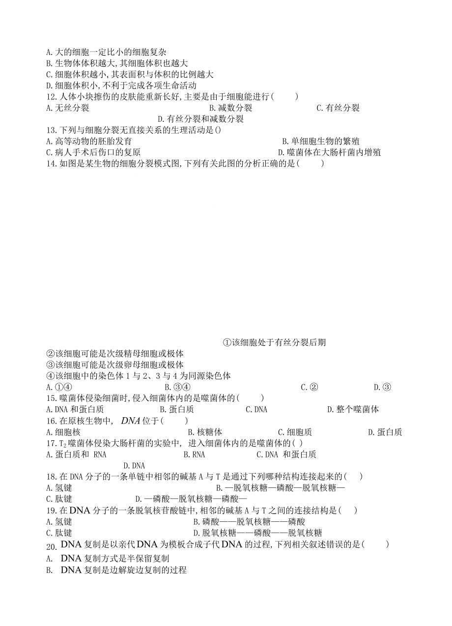 甘肃省武威市民勤一中2019-2020学年高一生物下学期期中试题 文.doc_第2页