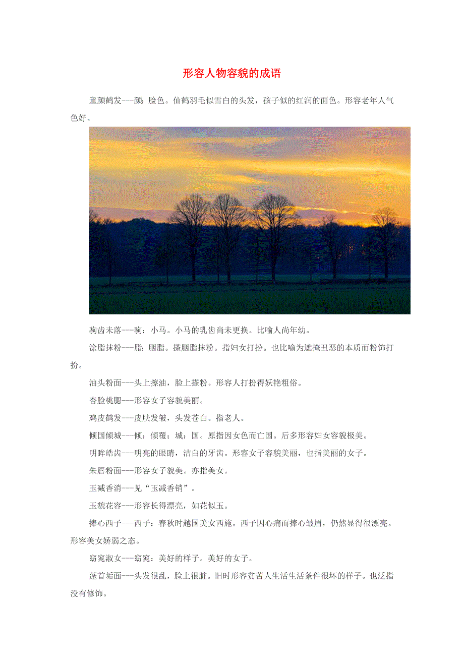小学语文 成语大全 形容人物容貌的成语.doc_第1页