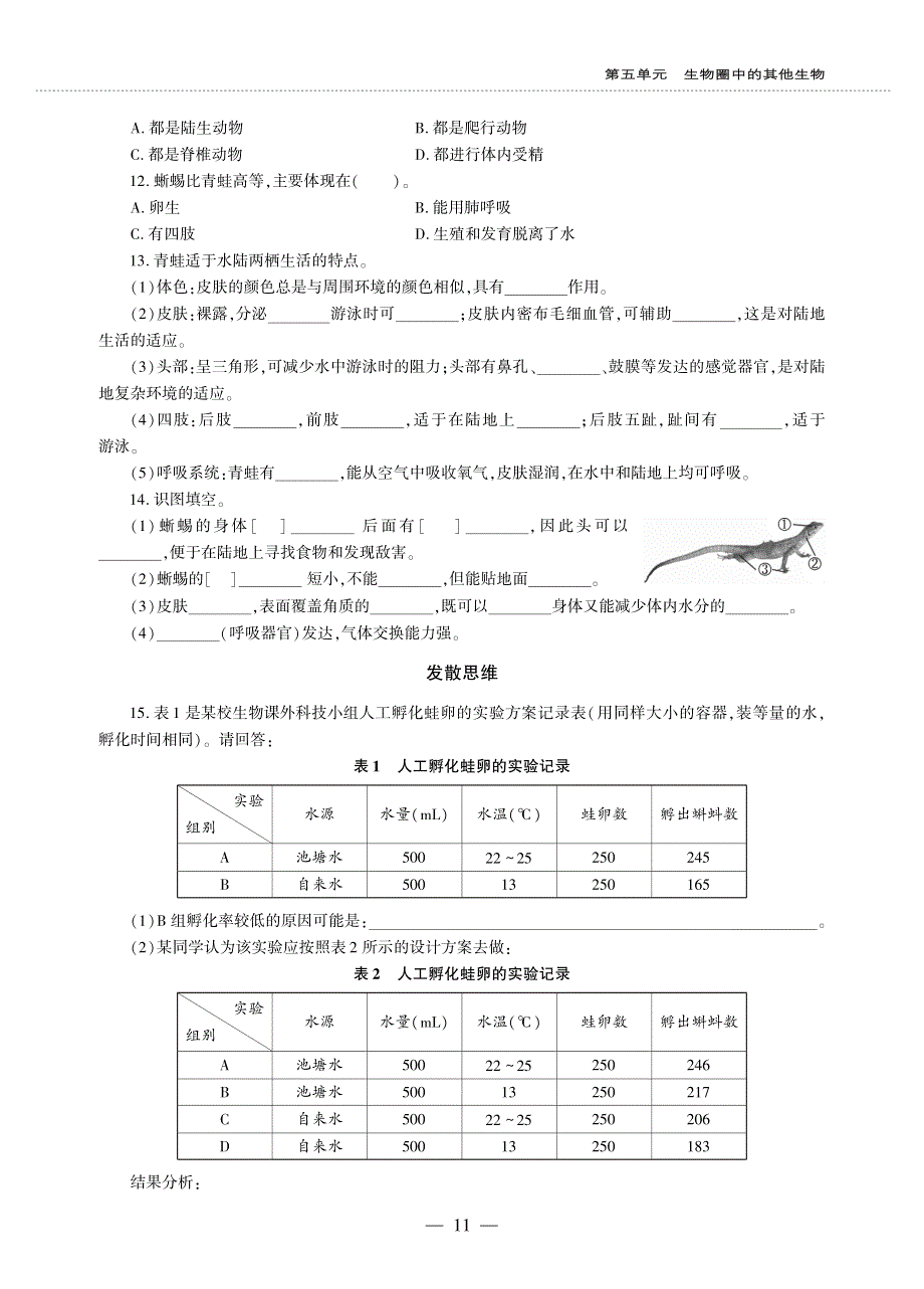 八年级生物上册 第五单元 生物圈中的其他生物 第一章 动物的主要类群 第五节 两栖动物和爬行动物同步作业（pdf无答案）（新版）新人教版.pdf_第2页