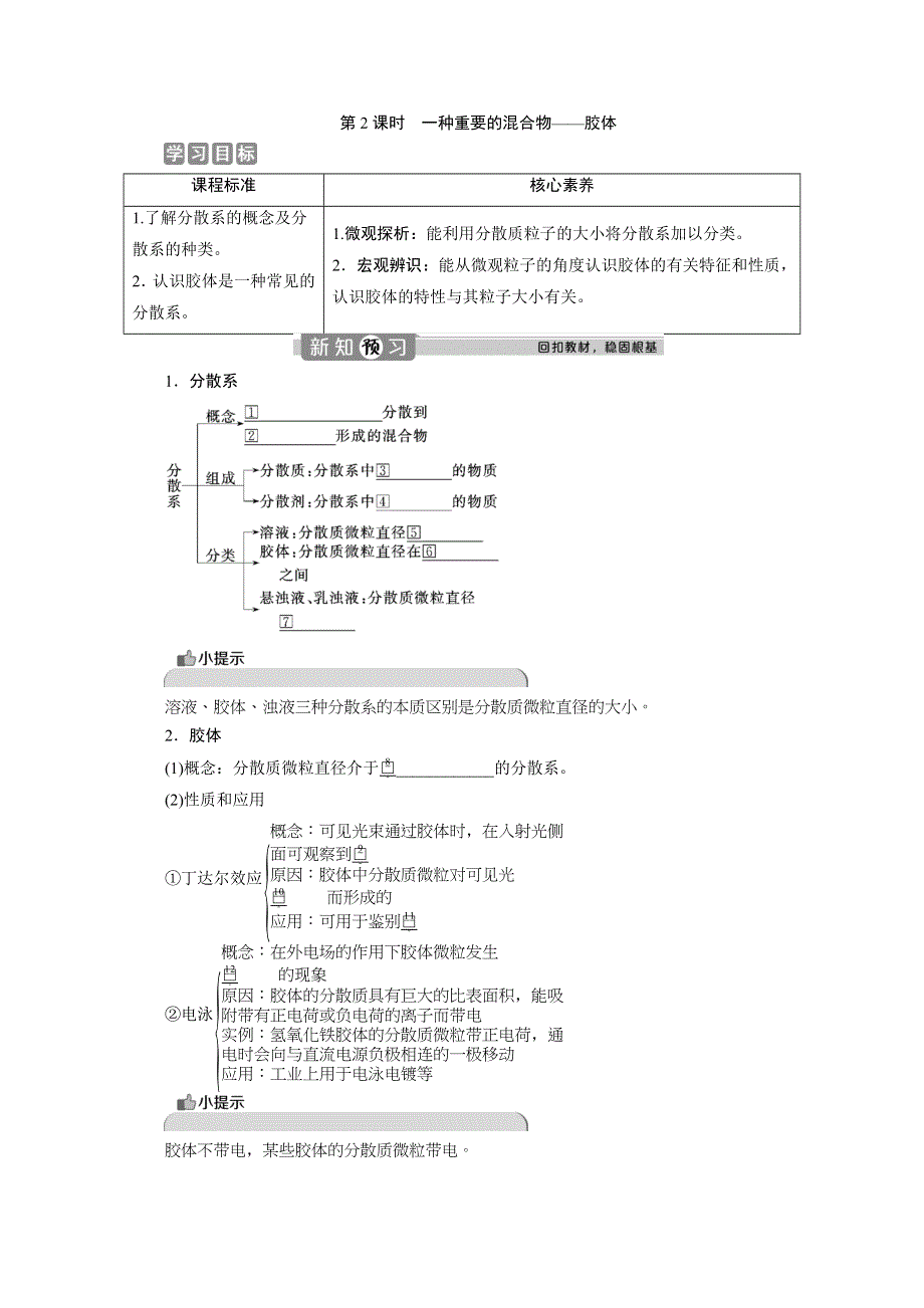 （新教材）2019-2020学年鲁科版化学必修第一册讲义：2-1 第2课时　一种重要的混合物——胶体 WORD版含答案.doc_第1页