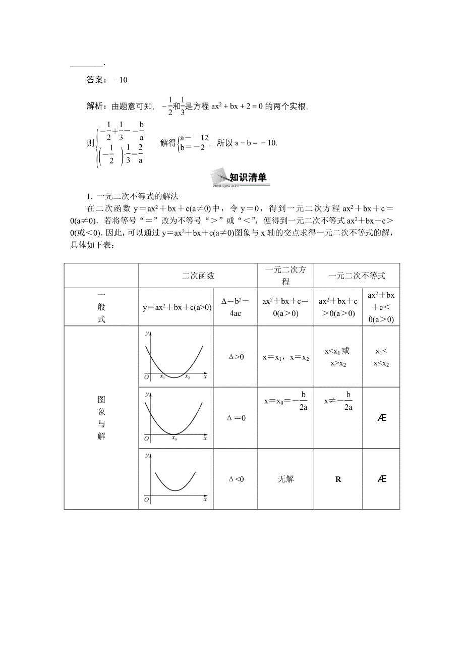 《新课标最高考系列》2014届高三数学总复习教案：6.1一元二次不等式及其解法.doc_第2页