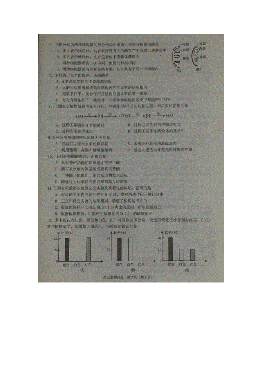 江苏省清江中学2016届高三上学期11月调研测试生物试题 扫描版缺答案.doc_第2页