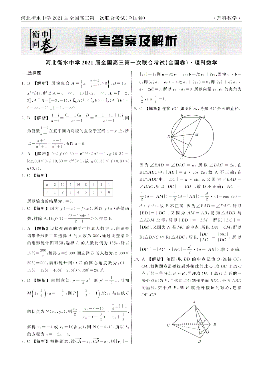 河北省衡水中学2021届全国高三第一次联合考试（全国卷）数学理试题 PDF版含答案.pdf_第3页