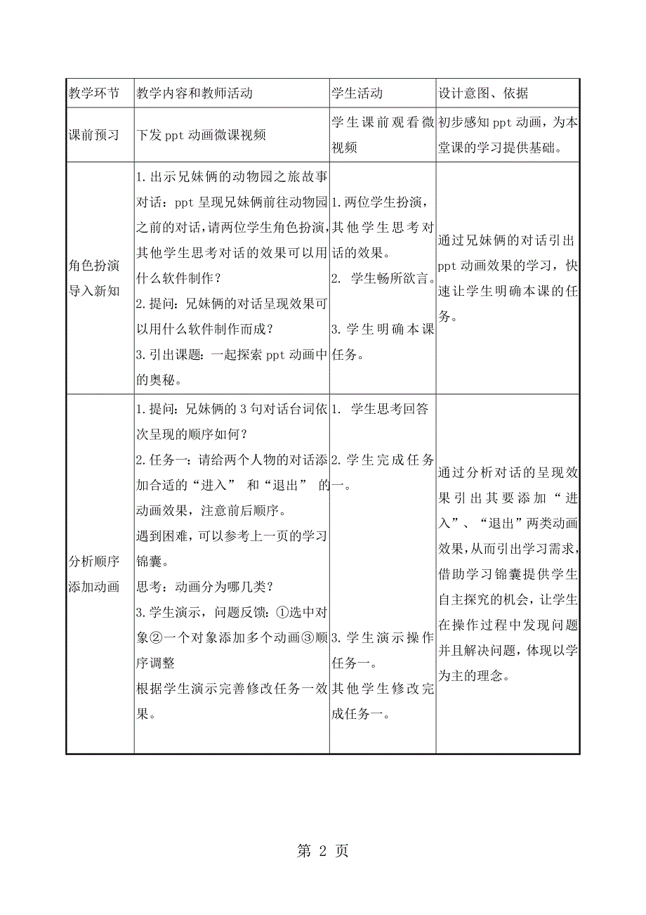 五年级下册信息技术教案2.6让幻灯片动起来｜浙江摄影版 （新）.doc_第2页