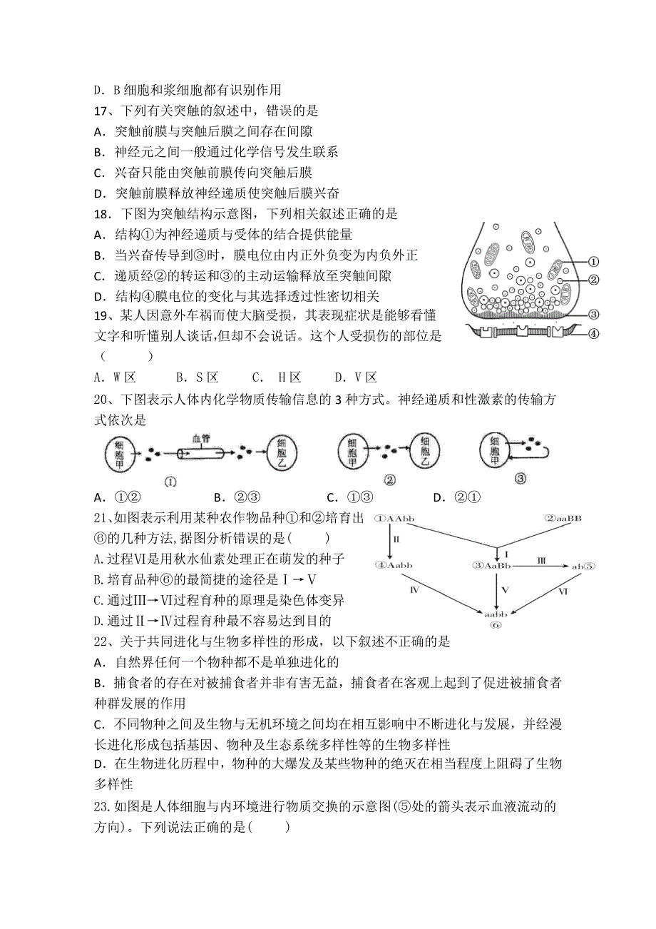 福建省厦门市湖滨中学2019-2020学年高二上学期期中考试生物试题（等级考） WORD版含答案.doc_第3页