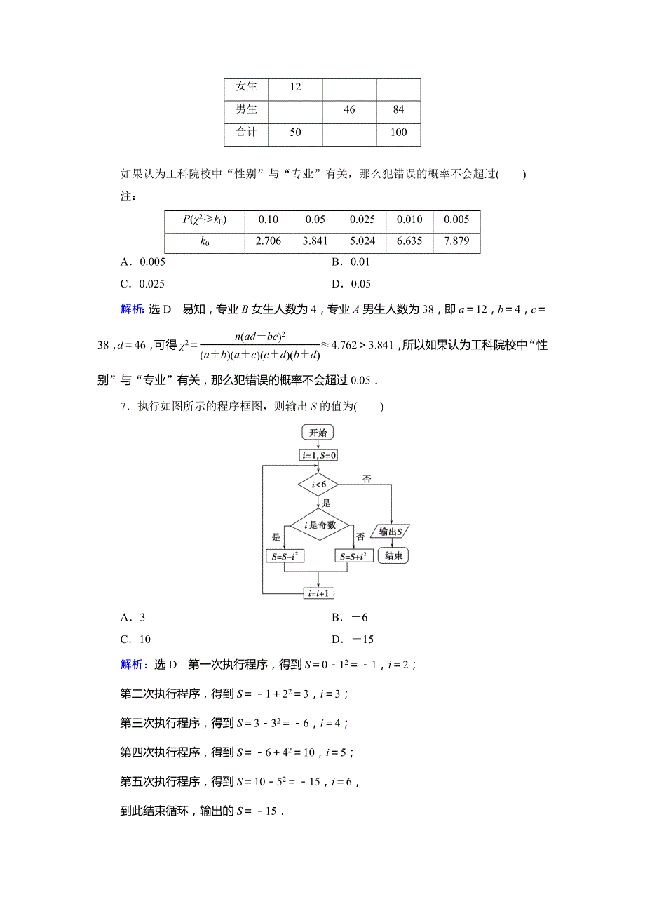 2019大一轮高考总复习文数（北师大版）阶段复习检测10算法初步、统计、统计案例 WORD版含解析.doc_第3页