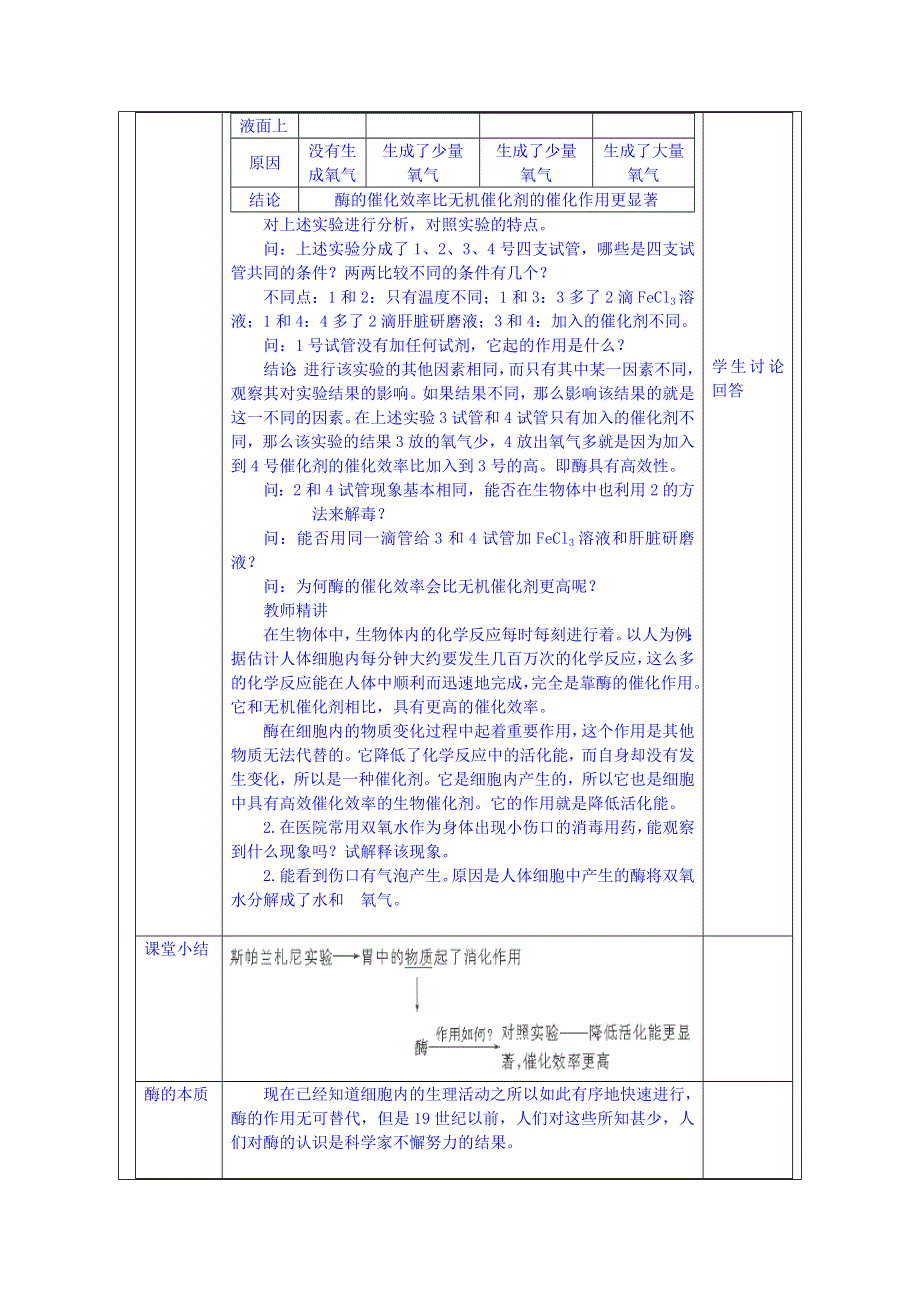 福建省厦门市集美区灌口中学高中生物教案必修一“降低化学反应活化能的酶”.doc_第3页