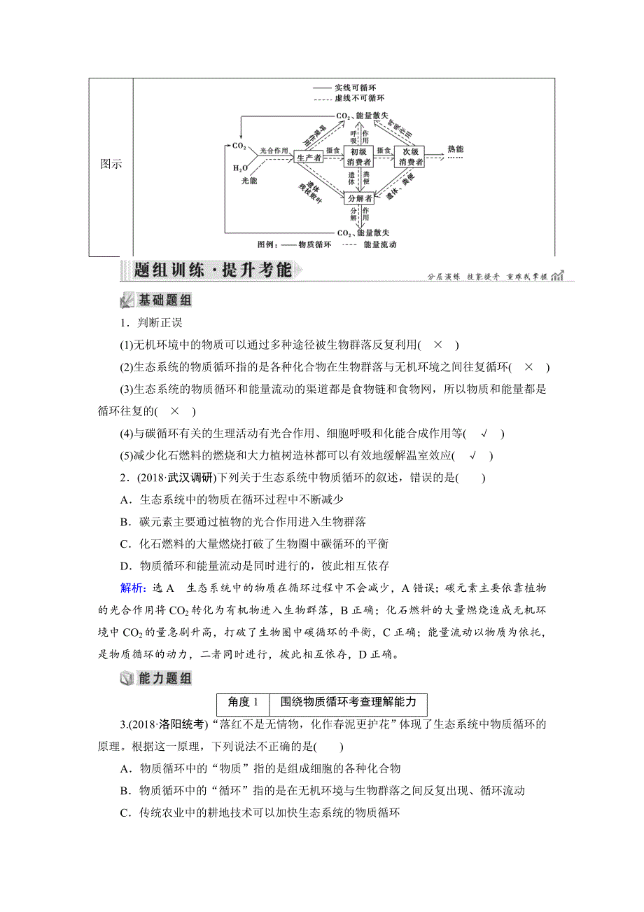 2019大一轮高考总复习生物（人教版）讲义：第九单元 生物与环境 第33讲 生态系统的物质循环、信息传递及其稳定性 WORD版含答案.doc_第3页