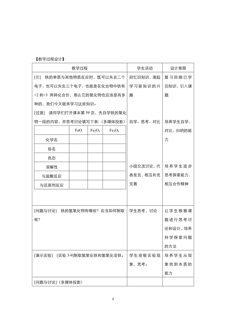 2021-2022高中化学人教版必修1教案：第三章 第2节 铁的重要化合物 （系列四） WORD版含答案.doc_第2页