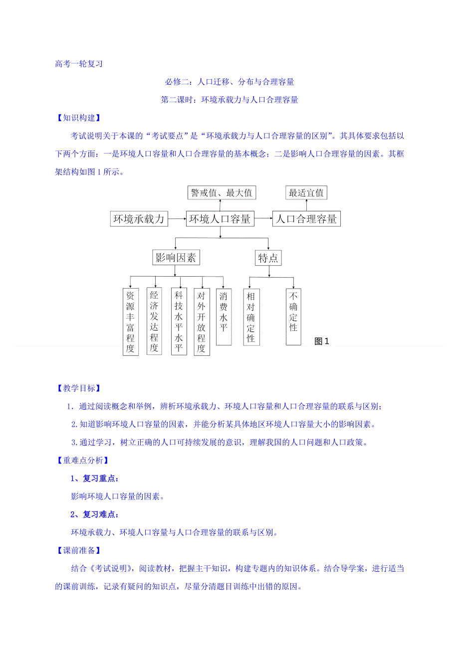 江苏省连云港市新海实验中学高三地理一轮复习：人口迁移、分布和合理容量（第2课时）教案 .doc_第1页