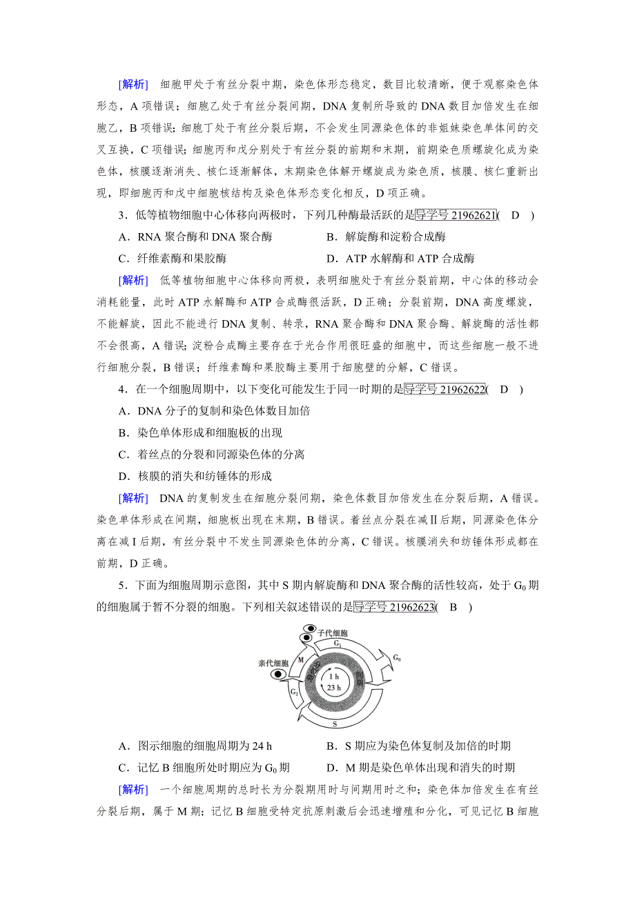 2019年高考生物人教版一轮复习练案11细胞的增殖 WORD版含解析.doc_第2页