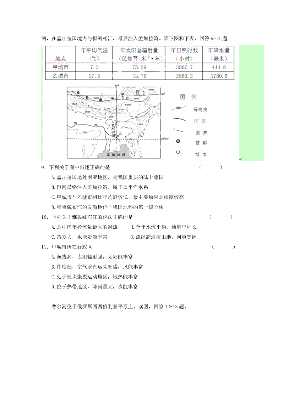 2015年《寒假总动员》高三地理寒假作业（背学练测） 专题14 区域自然资源综合开发利用（测）（原卷板）.doc_第3页