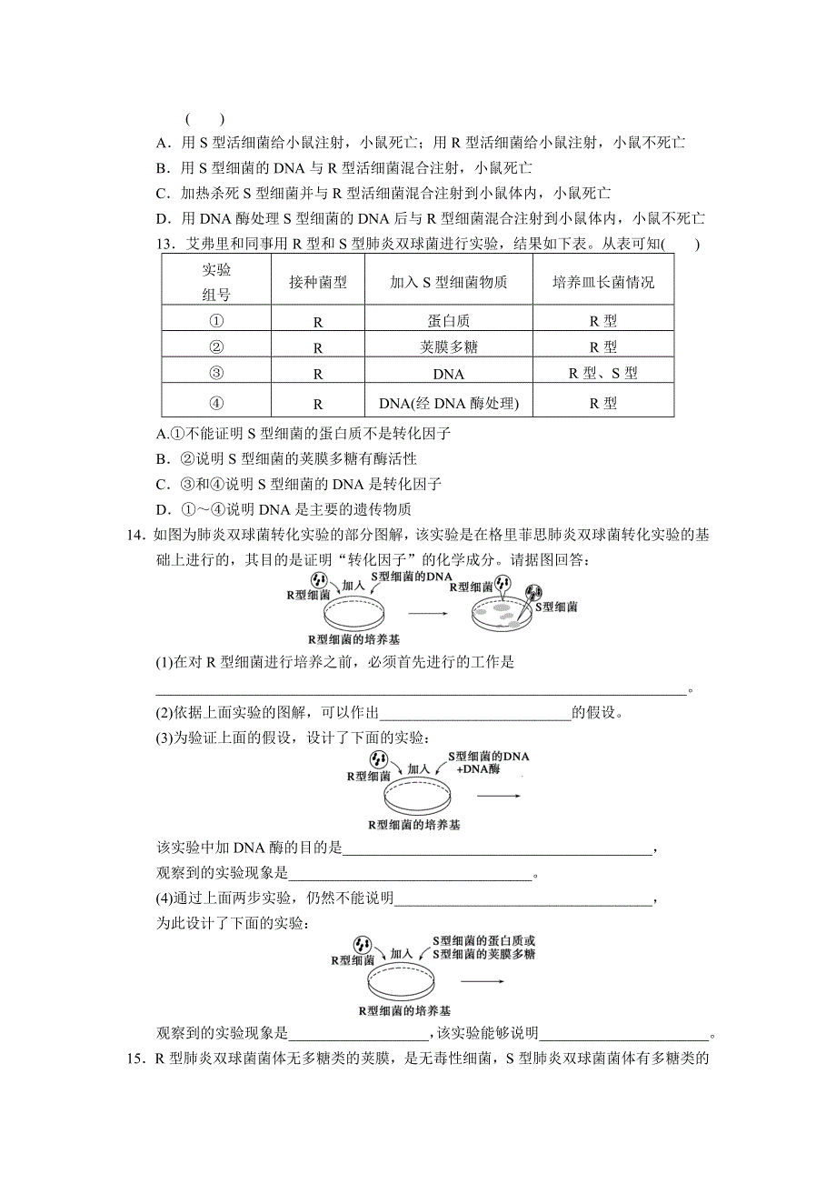 高中人教版生物必修2同课异构练习：训练13DNA是主要的遗传物质（Ⅰ） WORD版含答案.doc_第3页