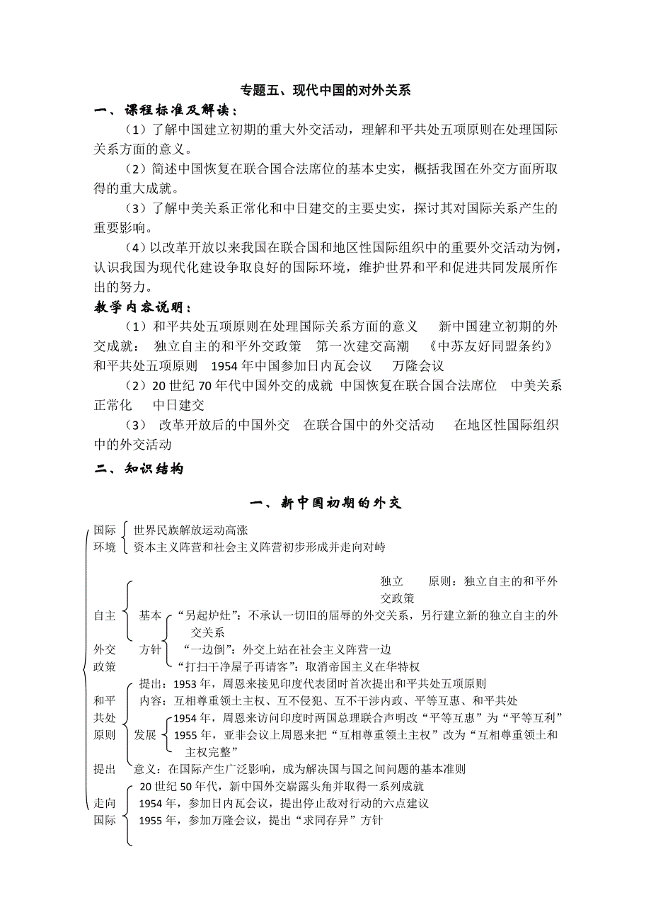 河北省高三历史总复习资料五：现代中国的对外关系.doc_第1页