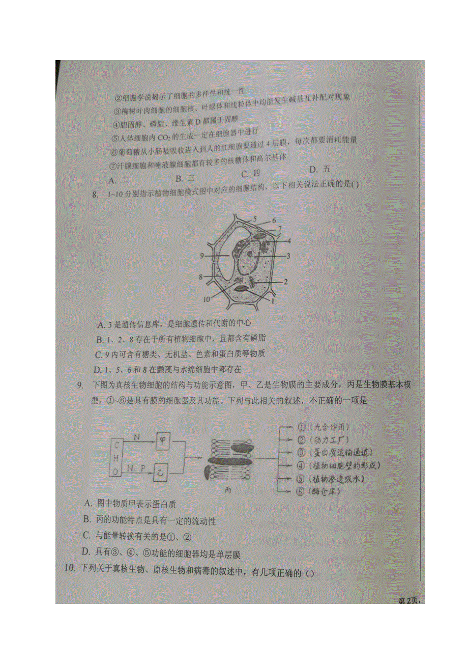 福建省泉州市安溪第八中学2021届高三10月质量检测生物试题 图片版缺答案.pdf_第3页