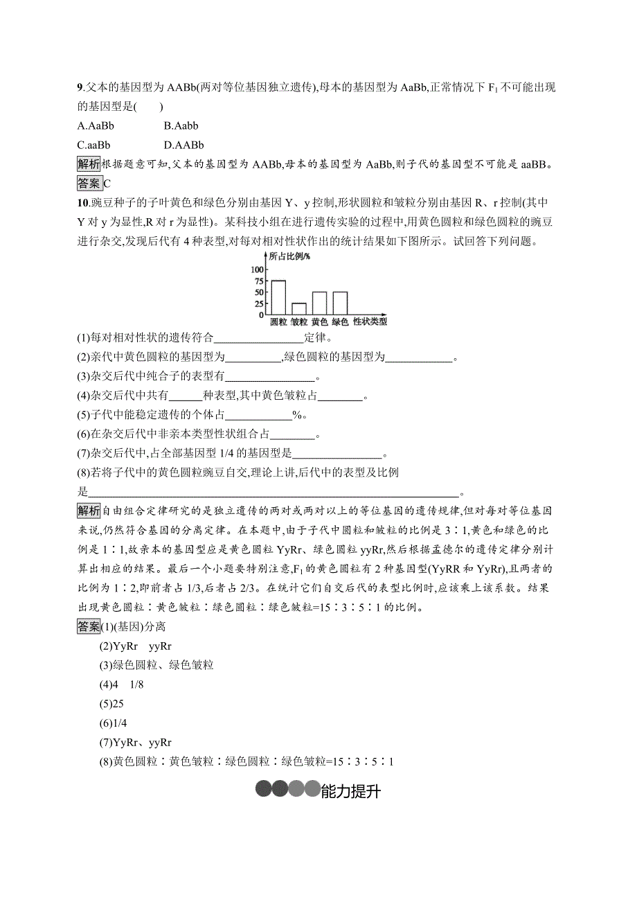 （新教材）2020新素养导学生物人教必修第二册素养练：第1章　第2节　孟德尔的豌豆杂交实验（二） WORD版含解析.docx_第3页