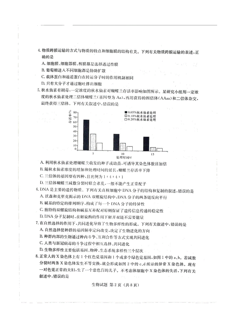 湖南省2022年普通高中学业水平选择性考试仿真模拟生物试题缺答案.pdf_第2页