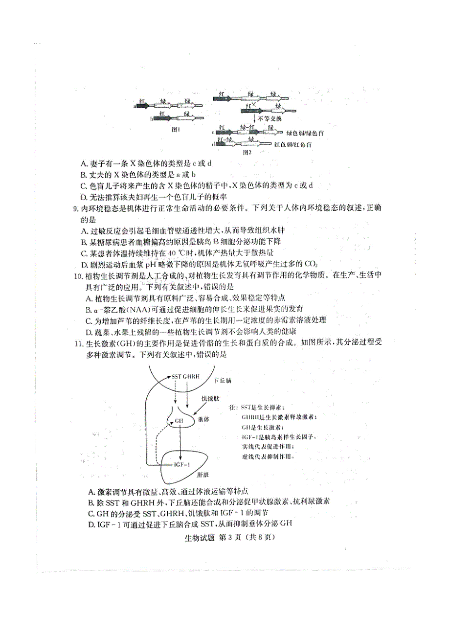 湖南省2022年普通高中学业水平选择性考试仿真模拟生物试题缺答案.pdf_第3页