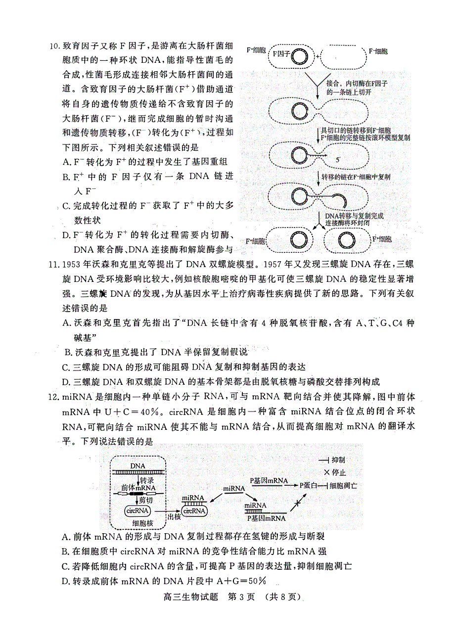 山东省济南2023-2024高三生物上学期11月期中检测试题(pdf)(无答案).pdf.pdf_第3页