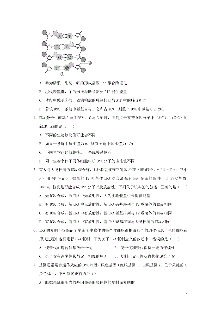 （新教材）2020-2021学年高一生物下学期暑假训练4 基因的本质.docx_第2页