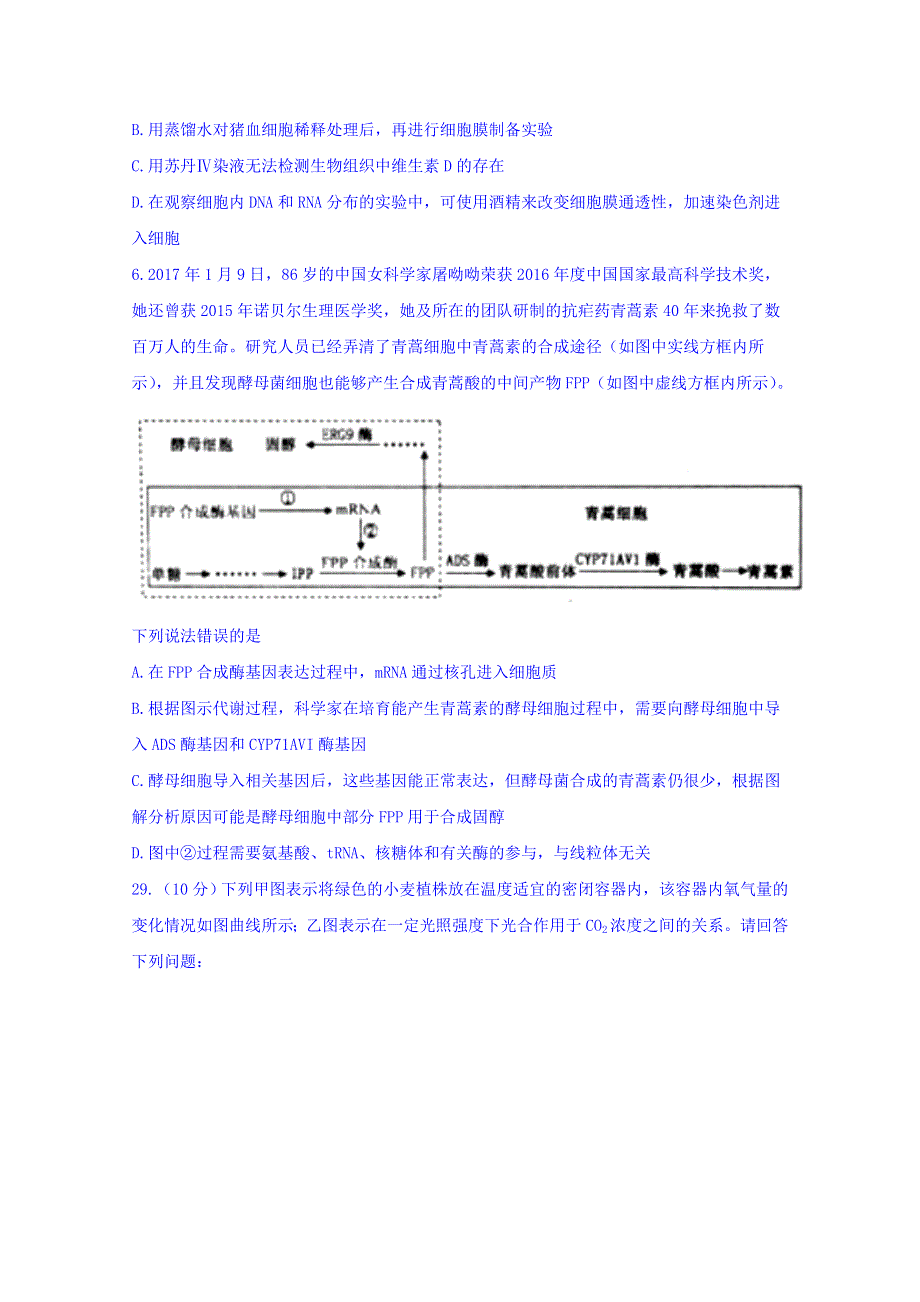 湖北省黄冈市2017年高三年级3月份质量检测生物试题 WORD版含答案.doc_第2页