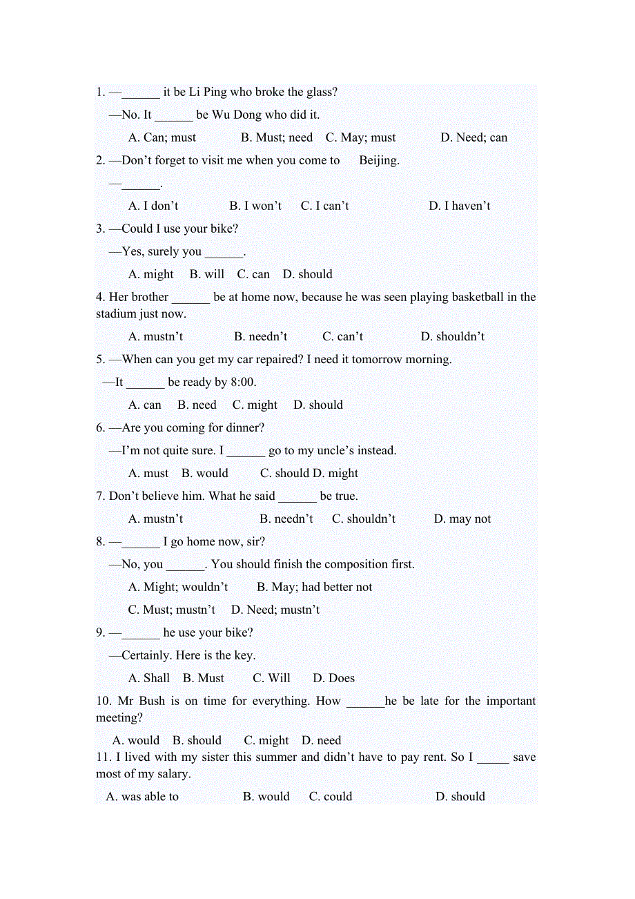 河北省邢台市第二中学高中英语必修三课时训练：UNIT 2课时4 WORD版含答案.doc_第2页