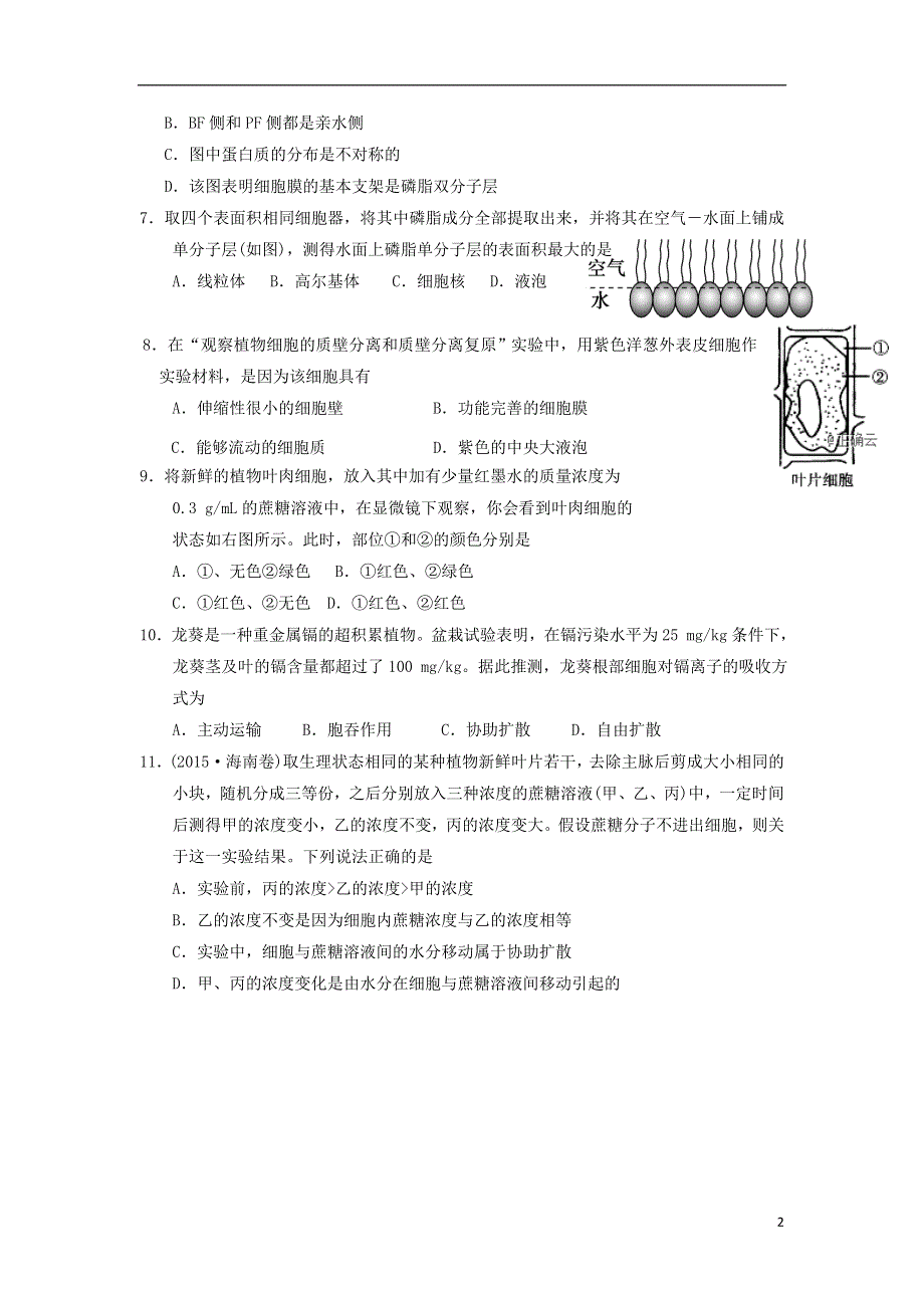 云南省昆明市农业大学附属中学2019_2020学年高一生物上学期第二次月考试题2020011402143.doc_第2页