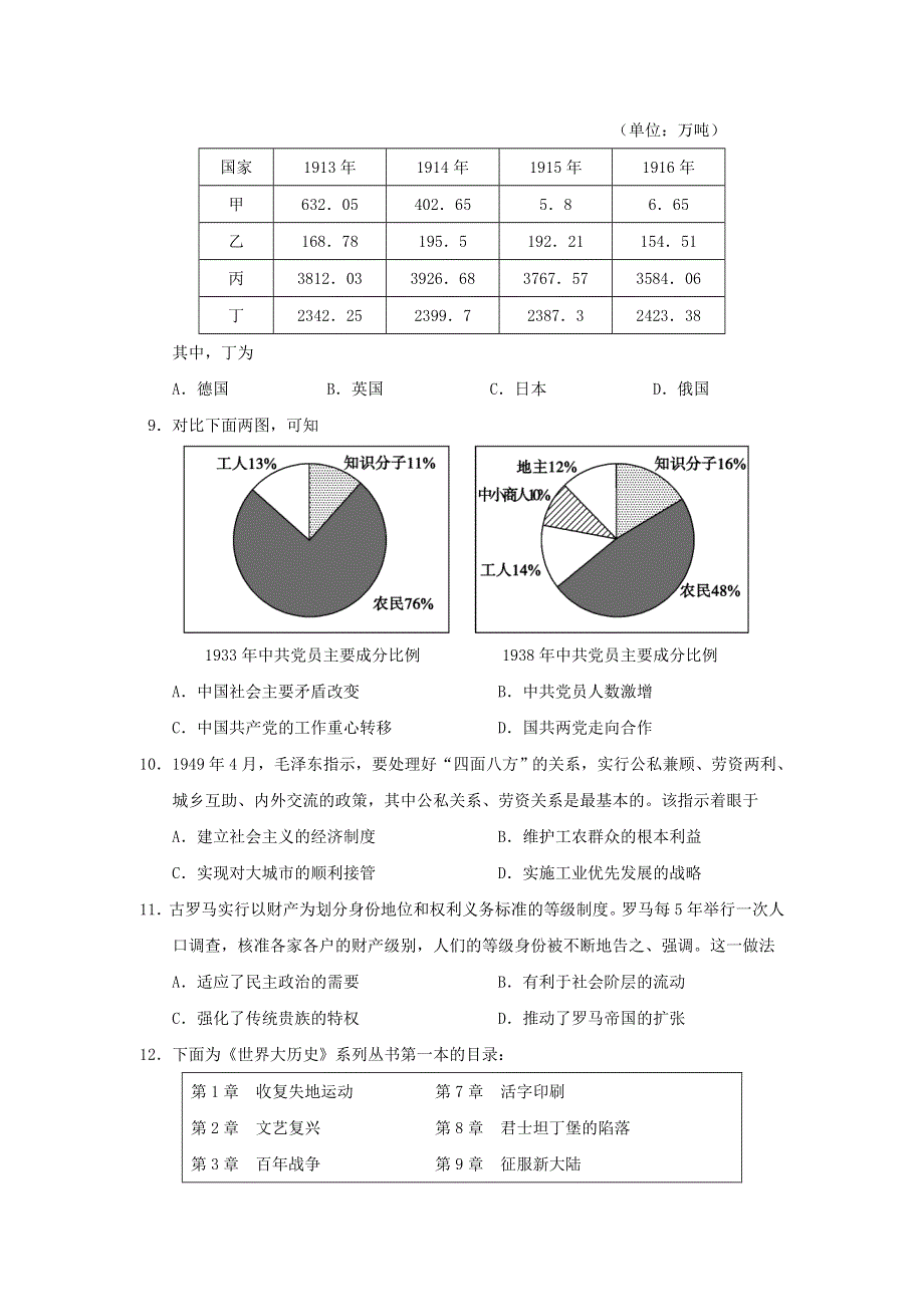 山东省滨州市2021届高三历史下学期3月一模试题.doc_第3页