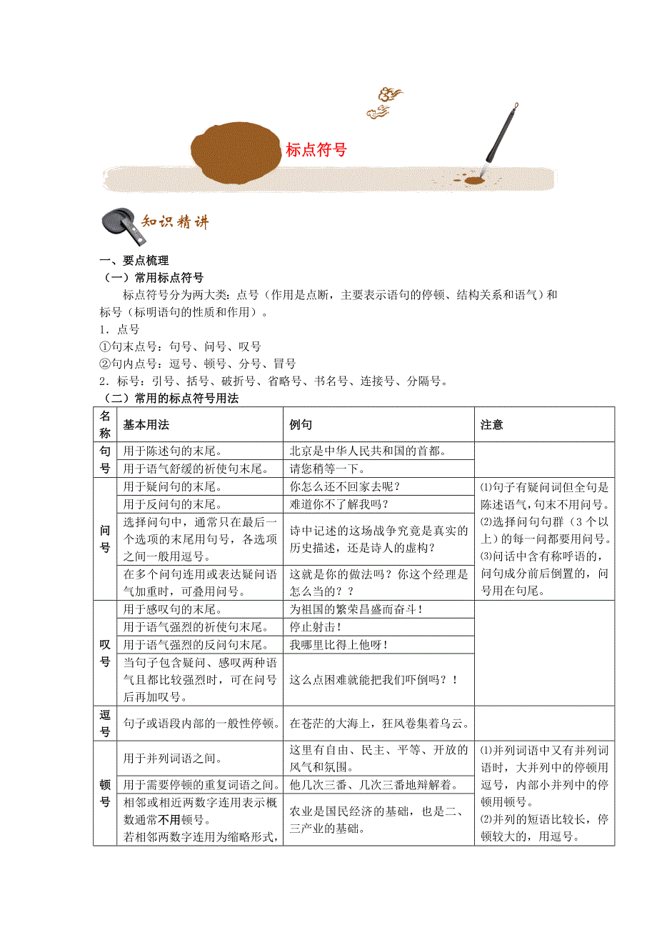 2019年初中语文基础知识点专题讲练 标点符号（含解析）.doc_第1页