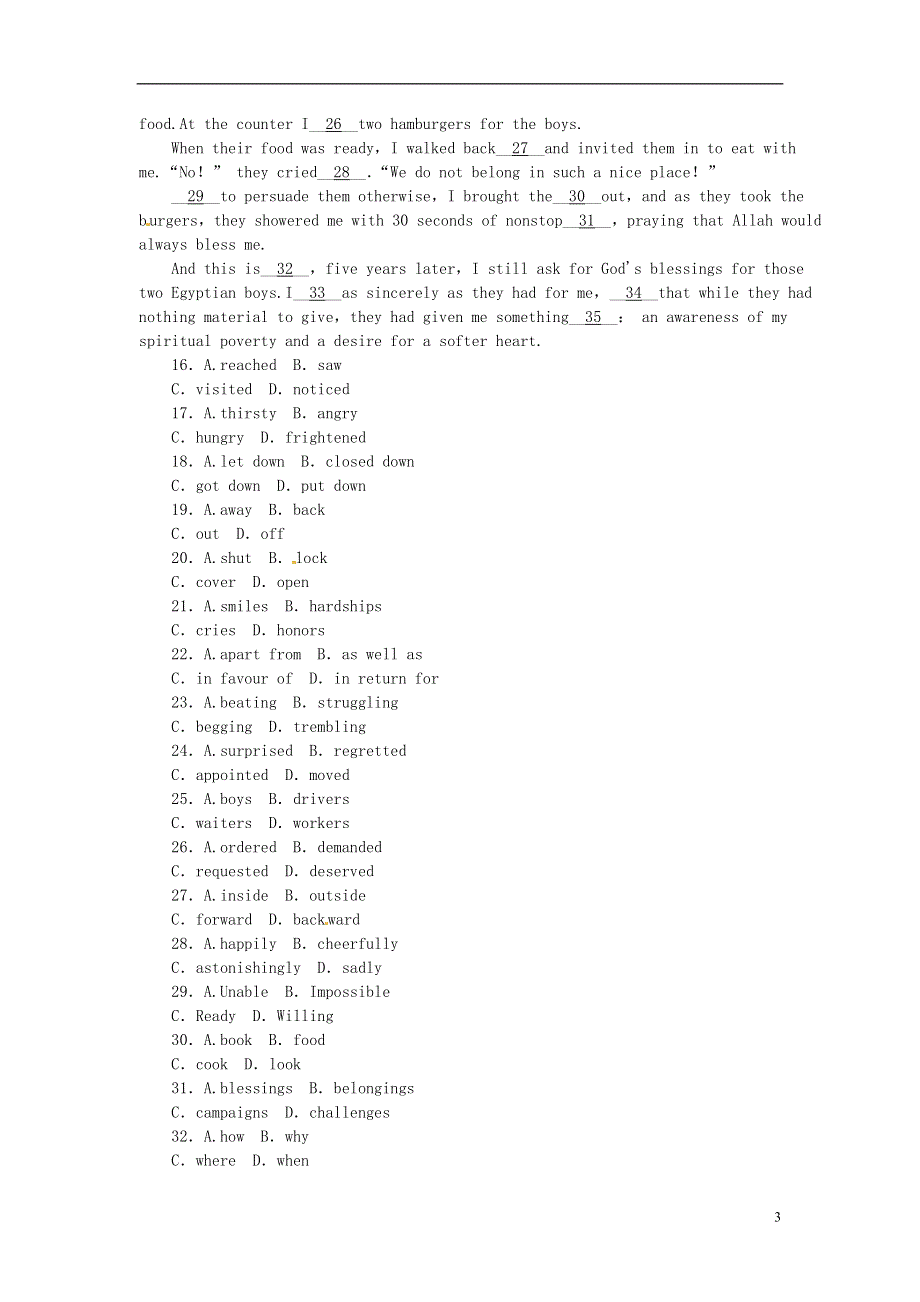 2014届高考英语一轮复习 课时作业(十二) 模块4 Unit 3 Tomorrow's world 译林牛津版.doc_第3页