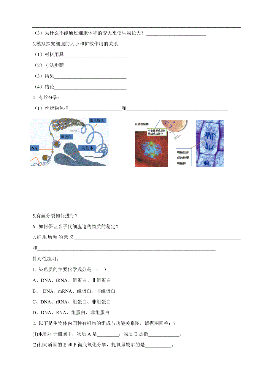 2020-2021学年新浙科版高中生物必修1分子与细胞学案：4-1-1 细胞通过分裂增殖 （1） WORD版含解析.docx_第2页