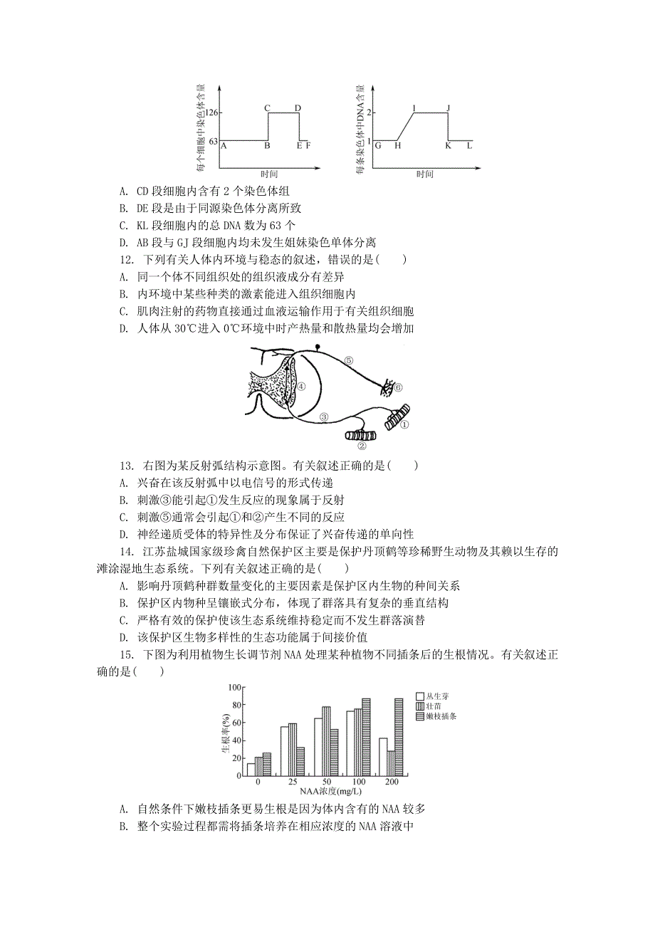 江苏省苏锡常镇四市2020届高三生物第二次模拟考试（5月）试题.doc_第3页