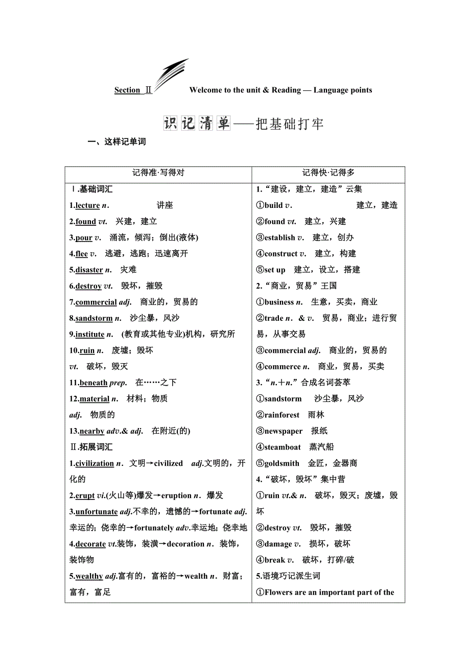 2019年英语新同步译林必修三（江苏专用）讲义：UNIT 3 SECTION Ⅱ WELCOME TO THE UNIT & READING—LANGUAGE POINTS WORD版含答案.doc_第1页