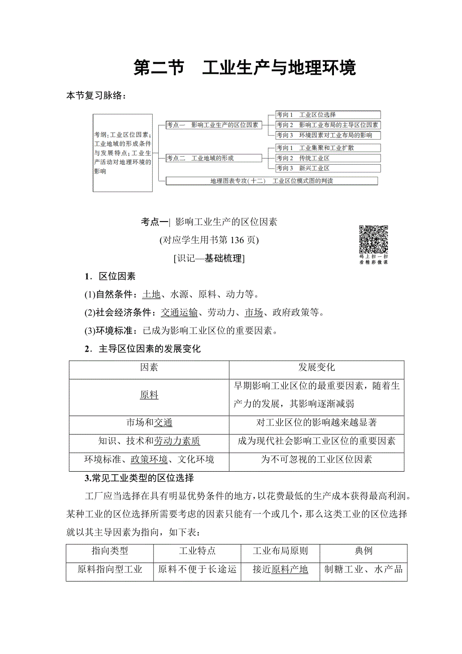 2019版高考地理一轮复习鲁教版文档：第7单元 第2节　工业生产与地理环境 WORD版含答案.doc_第1页