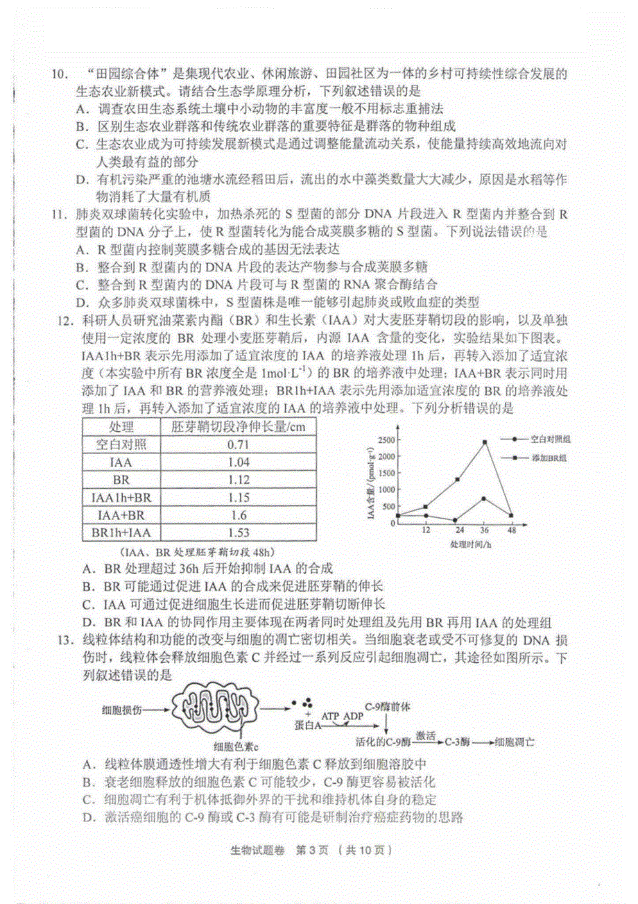 浙江省金丽衢十二校2022届高三第二次联考生物卷 PDF版含解析.pdf_第3页