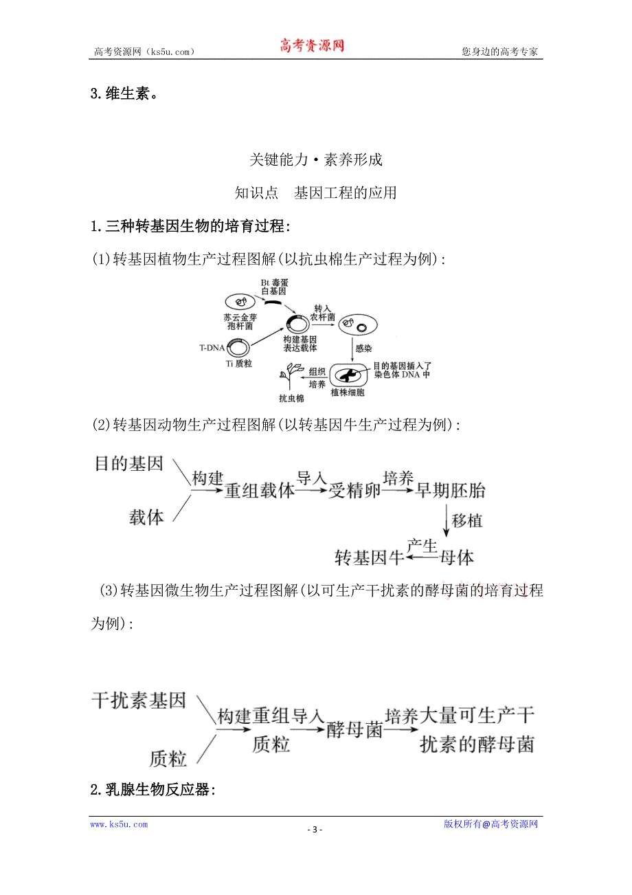 新教材2020-2021版高中生物人教版选择性必修三学案+练习：3-3 基因工程的应用 WORD版含解析.doc_第3页